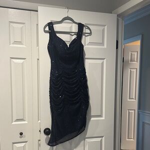 Elegant Midnight Blue Sleeveless Dress